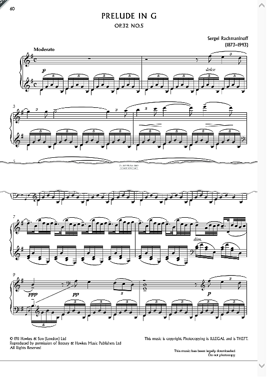prelude in g, op.32 no. 5 klavier solo sergei rachmaninoff