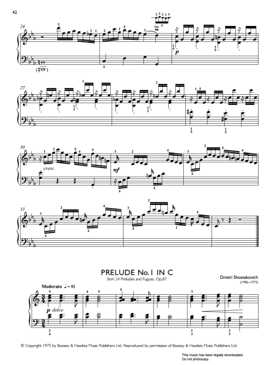 prelude no.1 in c from 24 preludes and fugues op. 87 klavier solo dmitri shostakovich