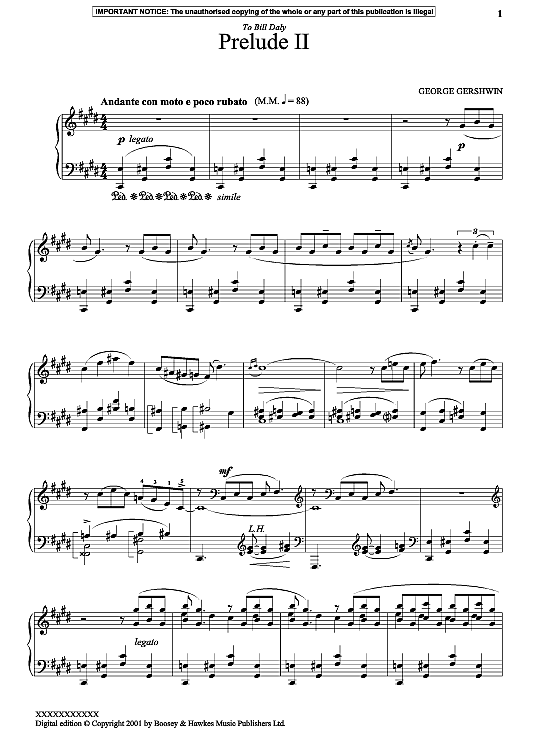prelude no 2 klavier solo george gershwin