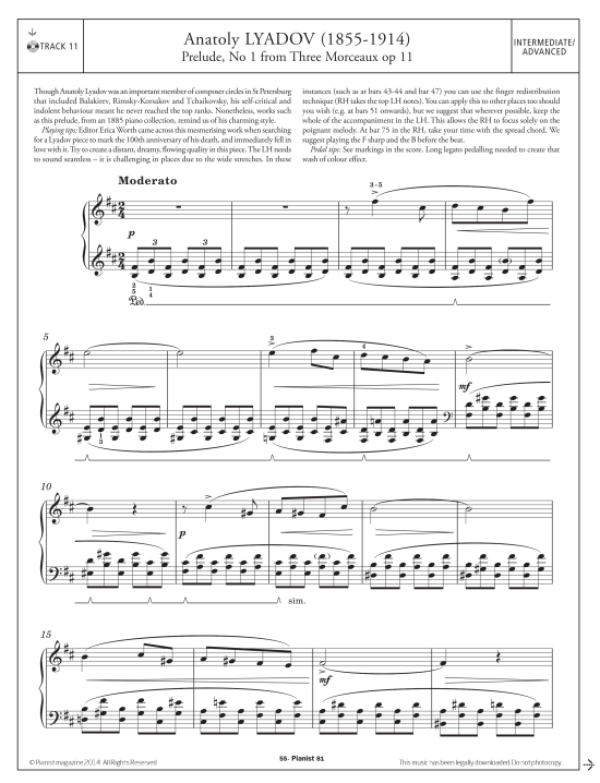 prelude op.11 no.1 klavier solo anatoly lyadov
