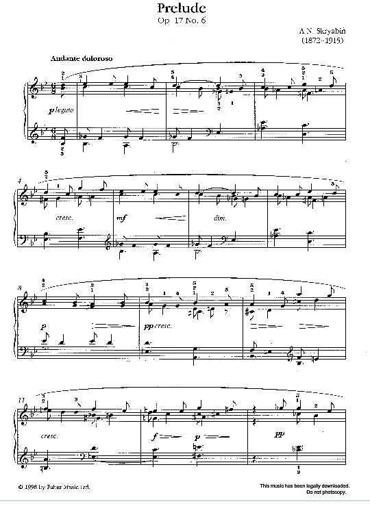prelude op. 17, no. 6 klavier solo alexander scriabin