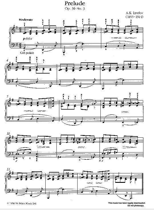 prelude op. 36 no. 3 klavier solo anatoly lyadov