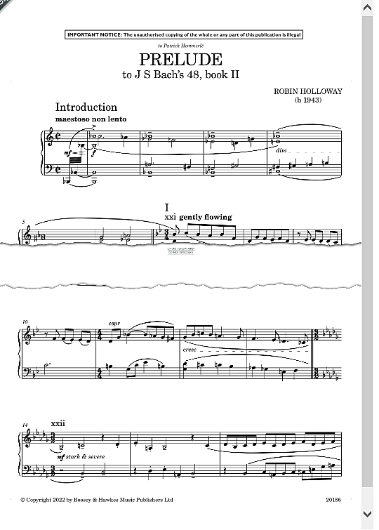 prelude to j.s. bach's 48 book ii klavier solo robin holloway