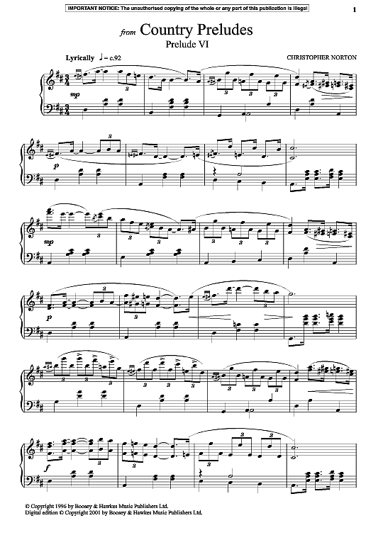 prelude vi from country preludes klavier solo christopher norton