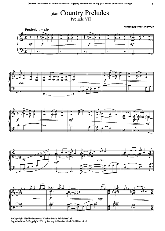 prelude vii from country preludes klavier solo christopher norton