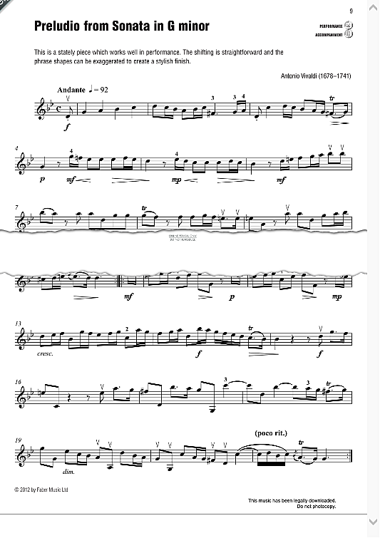 preludio from sonata in g minor klavier & melodieinstr. antonio vivaldi