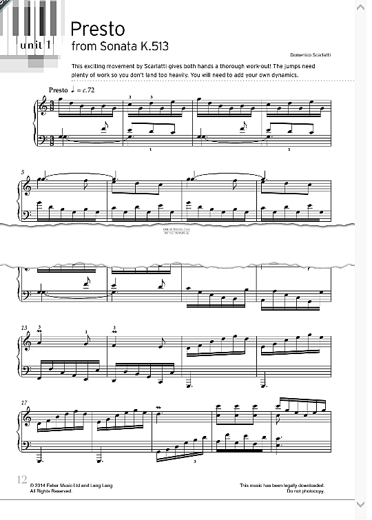 presto from 'sonata k.513 klavier solo domenico scarlatti
