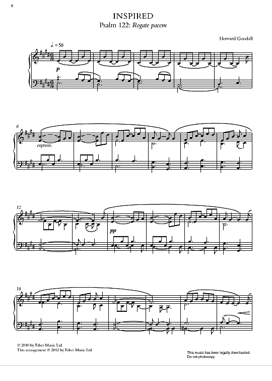 psalm 122: rogate pacem klavier solo howard goodall