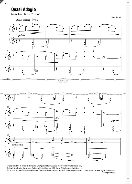 quasi adagio from for children sz 42 klavier solo bela bartok
