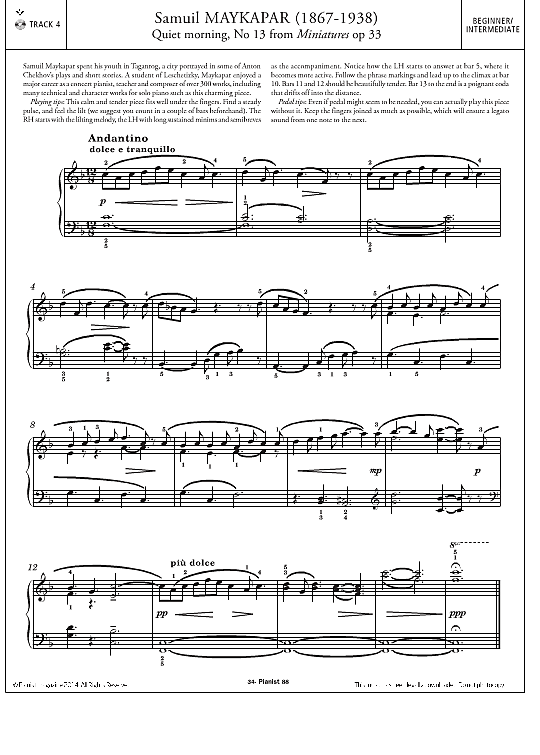 quiet morning, no.13 from miniatures, op.33 klavier solo samuil maykapar