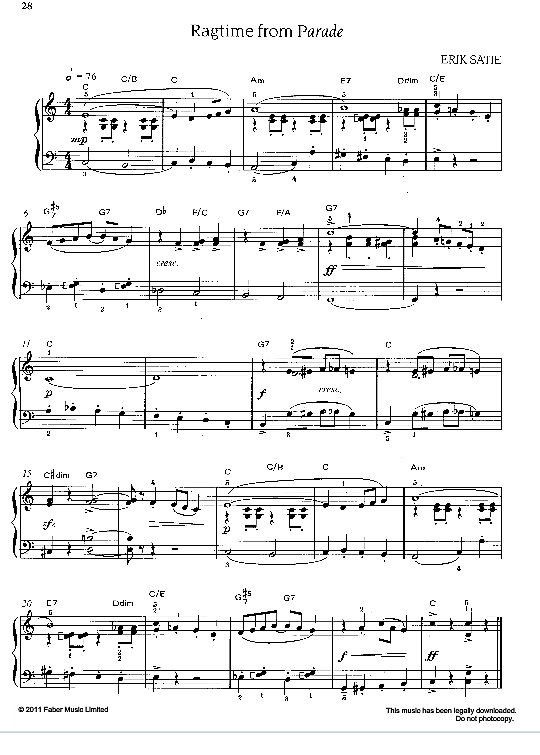 ragtime from parade  klavier solo erik satie