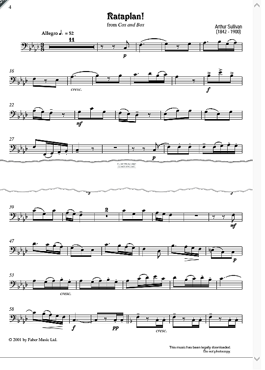 rataplan! from cox and box  klavier & melodieinstr. arthur s. sullivan