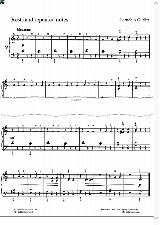 rests and repeated notes klavier solo cornelius gurlitt