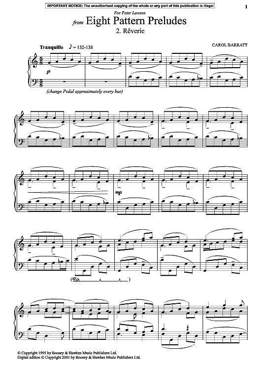 reverie from eight pattern preludes klavier solo carol barratt