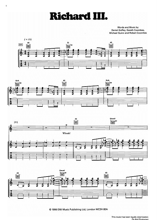 richard iii gitarre tab supergrass