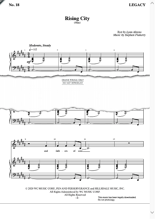 rising city from legacy  klavier & gesang stephen flaherty