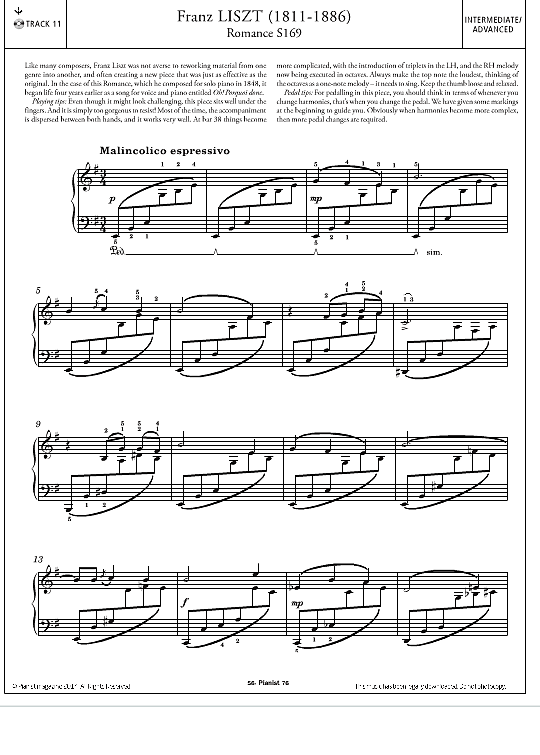 romance s169 klavier solo franz liszt