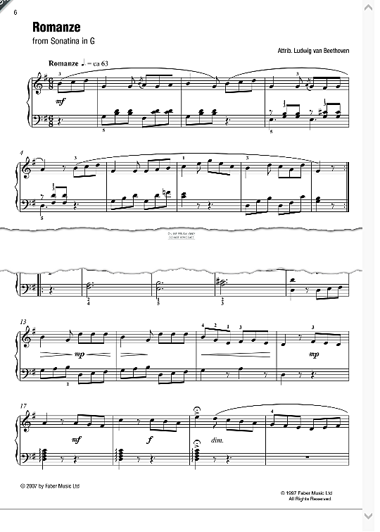 romanze from sonatina in g  best of grade 2 piano klavier solo ludwig van beethoven