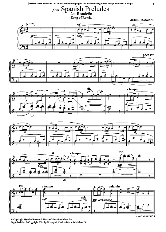 rondena song of ronda from spanish preludes klavier solo miguel manzano