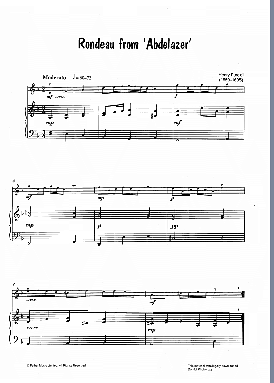 rondo from abdelazer klavier & melodieinstr. henry purcell