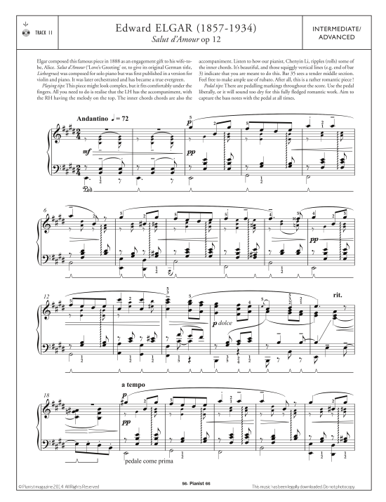 salut d amour op.12 klavier solo edward elgar