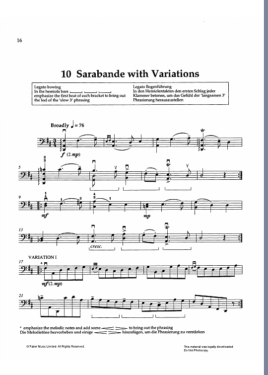 sarabande with variations solo 1 st. mary cohen