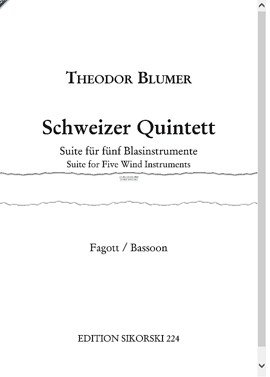 schweizer quintett swiss quintet instrumental parts theodor blumer