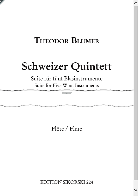 schweizer quintett swiss quintet instrumental parts theodor blumer