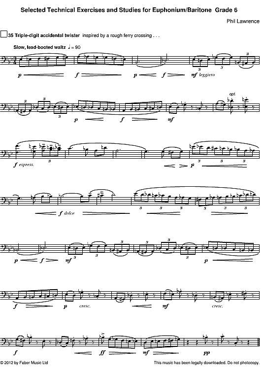 selected technical exercises and studies for euphonium/baritone grade 6 solo 1 st. phil lawrence