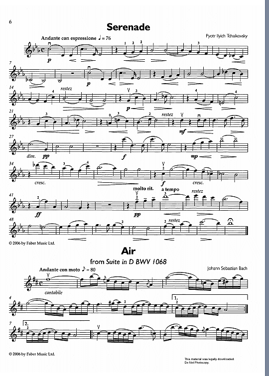 serenade/air from suite in d bwv 1068 instrumental parts pyotr ilyich tchaikovsky