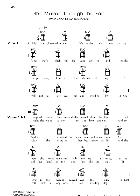 she moved through the fair ukulele chord songbook traditional