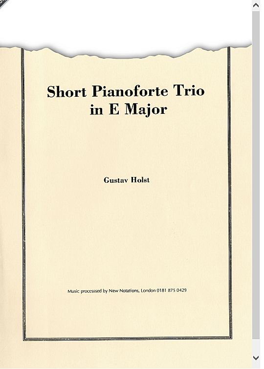 short pianoforte trio in e major instrumental parts gustav holst