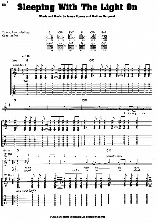sleeping with the light on gitarre tab busted