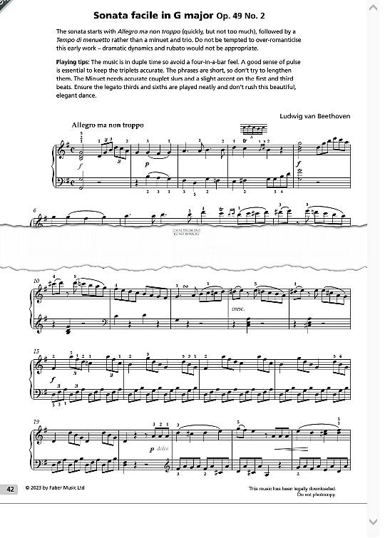 sonata facile in g major op.49, no.2 klavier solo ludwig van beethoven