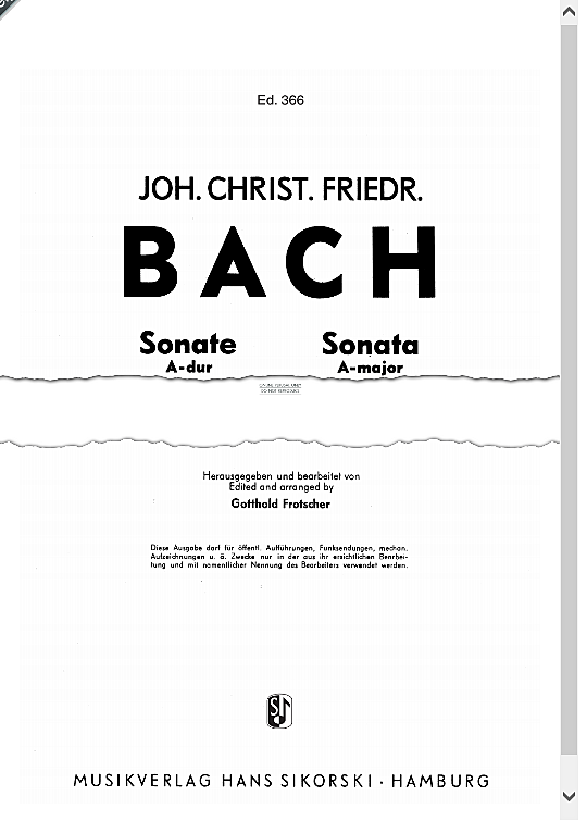 sonata kammerorchester johann christoph friedrich bach