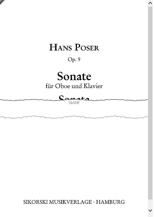 sonata for oboe and piano klavier & melodieinstr. hans poser