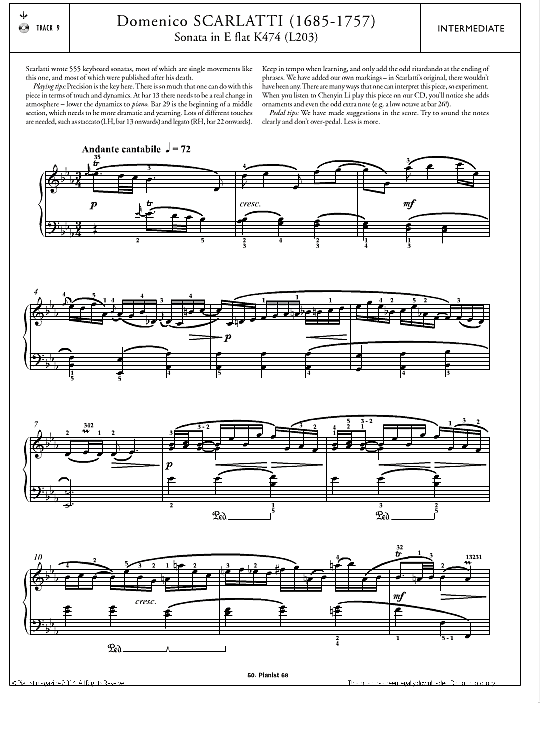 sonata in e flat k 474 l203 klavier solo domenico scarlatti