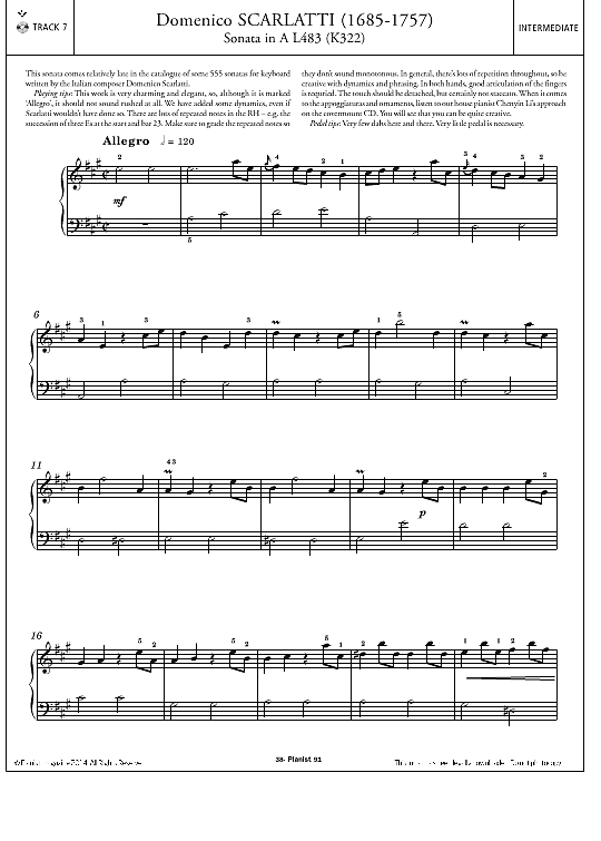 sonata k322 in a klavier solo domenico scarlatti