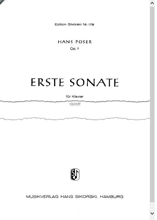 sonata no. 1 klavier solo hans poser