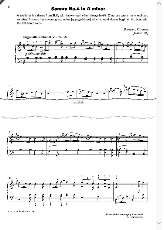 sonata no.4 in a minor klavier solo domenico cimarosa