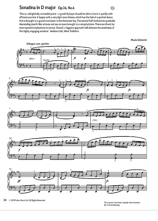 sonatina in d major op.36 no.6 klavier solo muzio clementi