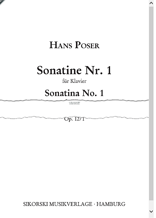 sonatina no. 1 klavier solo hans poser