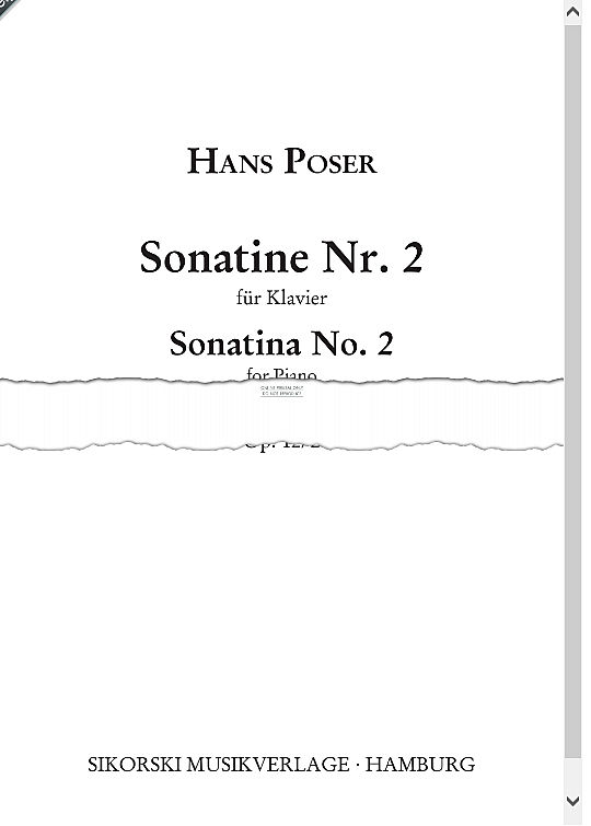 sonatina no. 2 klavier solo hans poser
