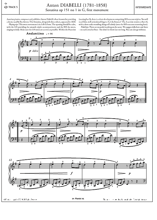 sonatina op.151 no.1 in g, first movement klavier solo anton diabelli