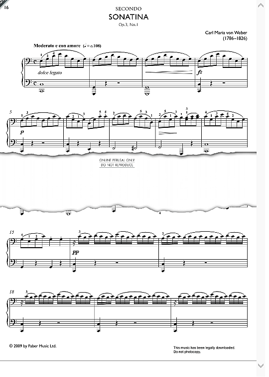 sonatina op.3, no.1 klavier vierhndig carl maria von weber