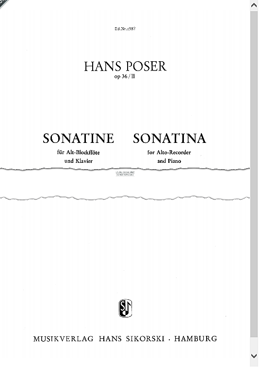 sonatina klavier & melodieinstr. hans poser