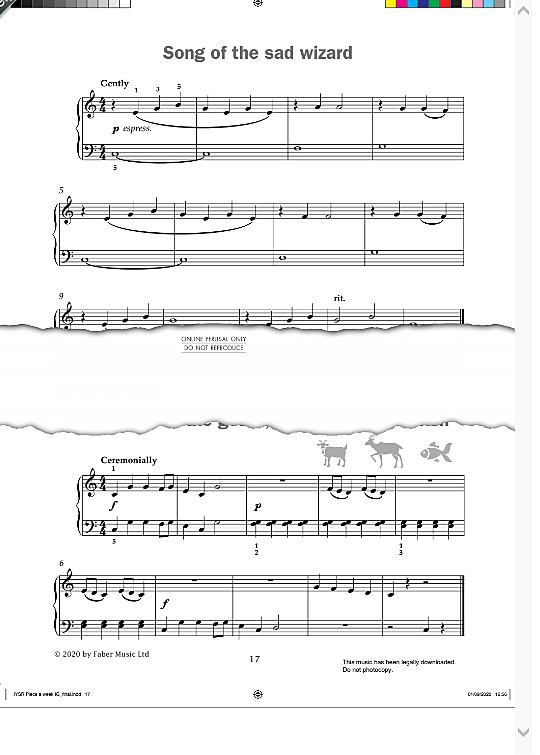song of the sad wizard from improve your sight reading! a piece a week piano initial  klavier solo paul harris