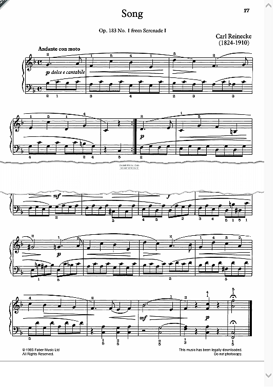 song op. 183 no. 1 klavier solo carl reinecke
