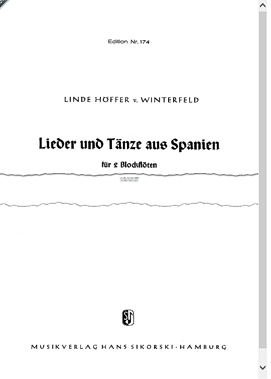 songs and dances from spain duett 2 st. linde hoeffer von winterfeld