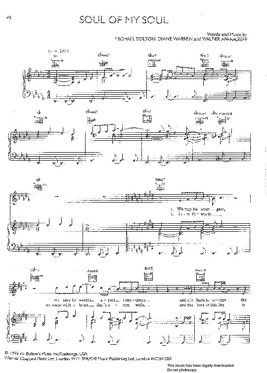 soul of my soul klavier gesang & gitarre michael bolton